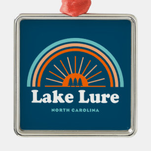 Lake Lure North Carolina Rainbow Metal Ornament