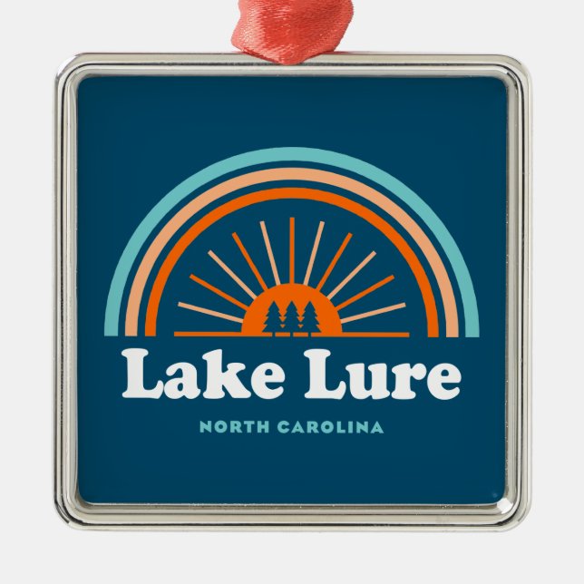 Lake Lure North Carolina Rainbow Metal Ornament (Front)