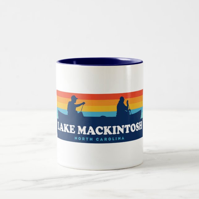 Lake Mackintosh North Carolina Canoe Two-Tone Coffee Mug (Center)
