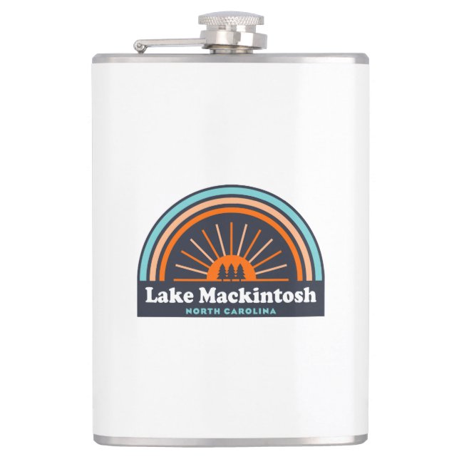 Lake Mackintosh North Carolina Rainbow Hip Flask (Front)