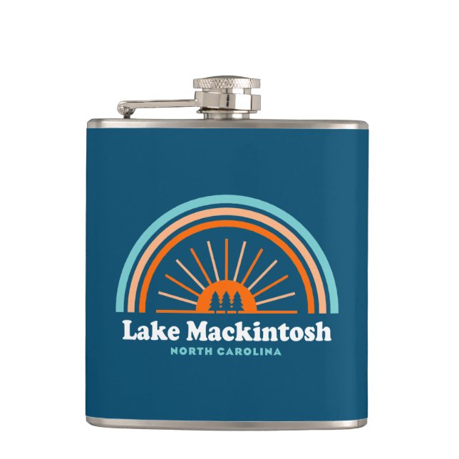 Lake Mackintosh North Carolina Rainbow Hip Flask (Front)