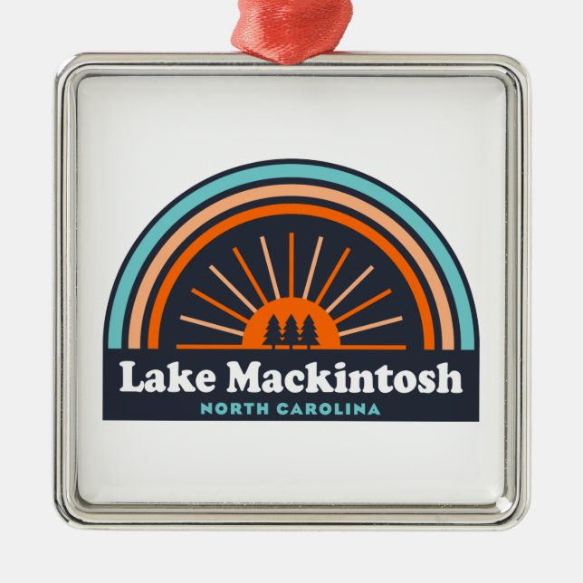 Lake Mackintosh North Carolina Rainbow Metal Ornament (Front)