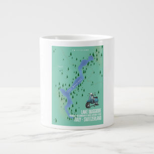 Lake Maggiore Italy - Switzerland map Large Coffee Mug