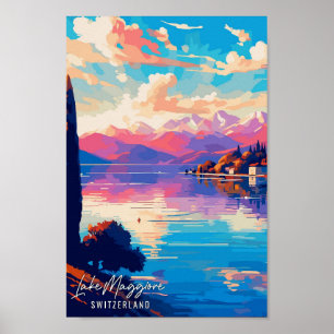 Lake Maggiore Switzerland Art vintage travel Poster