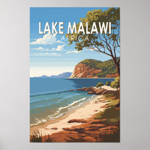 Lake Malawi Africa Travel Art Vintage Poster