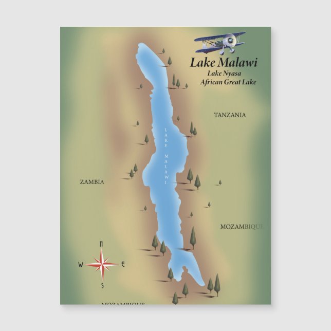Lake Malawi,travel poster map print (Front)