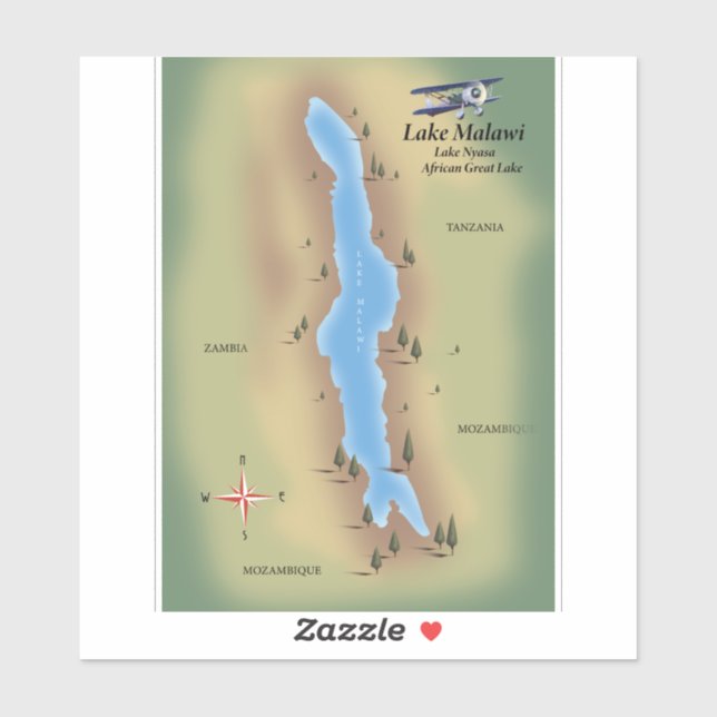 Lake Malawi,travel poster map print (Sheet)