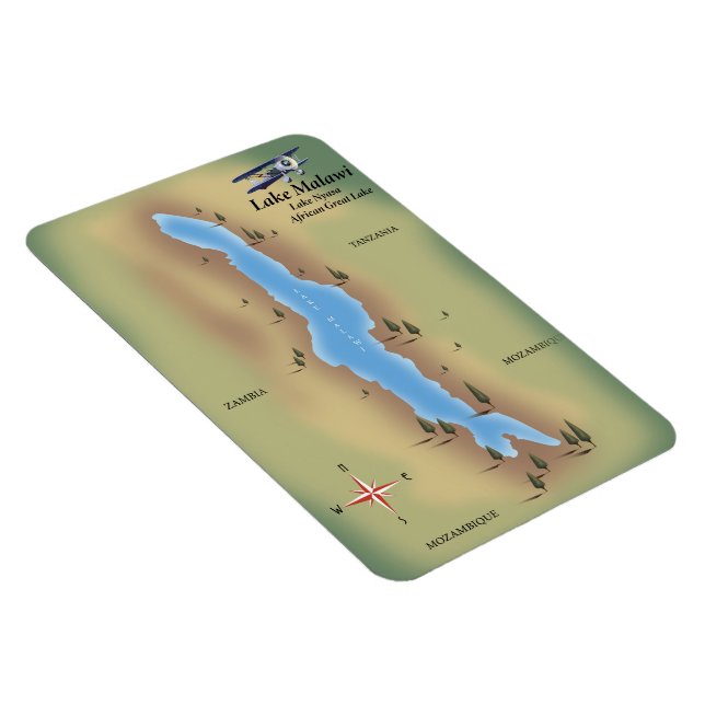 Lake Malawi,travel poster map print Magnet (Right Side)