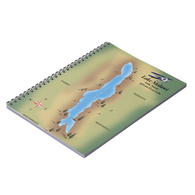 Lake Malawi,travel poster map print Notebook (Left Side)
