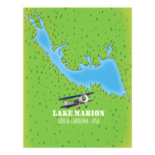 Lake marion south carolina map photo print