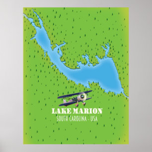 Lake marion south carolina map poster