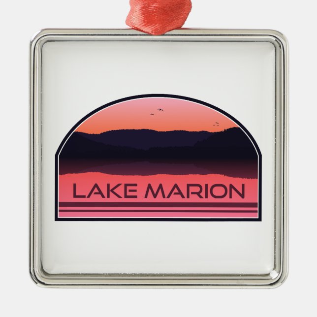 Lake Marion South Carolina Red Sunrise Metal Ornament (Front)