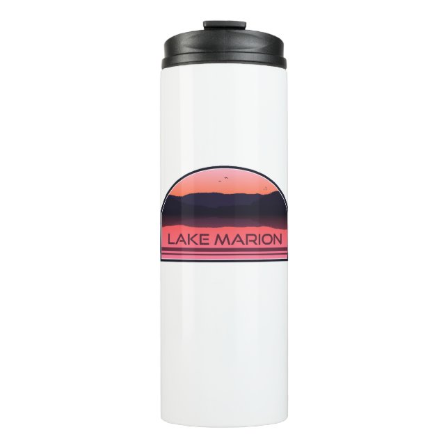 Lake Marion South Carolina Red Sunrise Thermal Tumbler (Front)