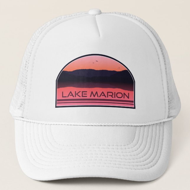 Lake Marion South Carolina Red Sunrise Trucker Hat (Front)