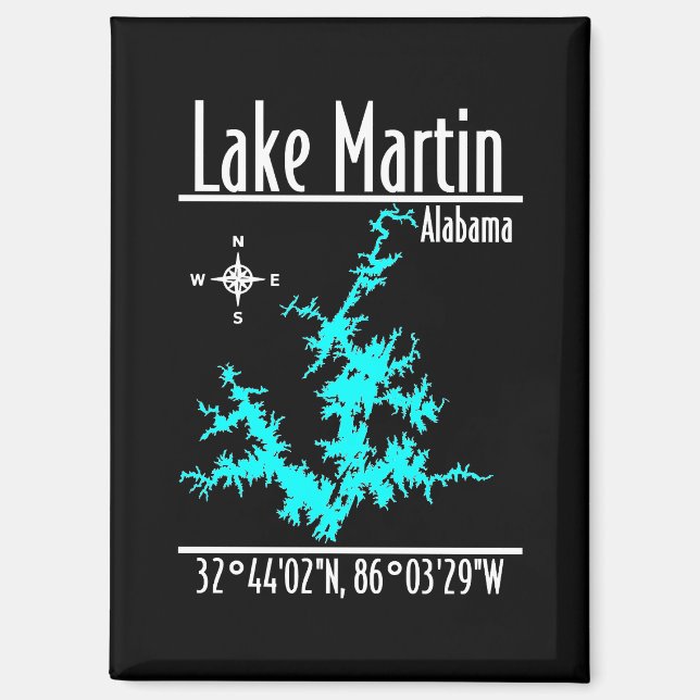 Lake Martin Alabama Nautical Map Coordinates Magnet (Front)