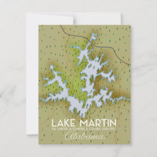 Lake Martin Alabama Travel poster map.