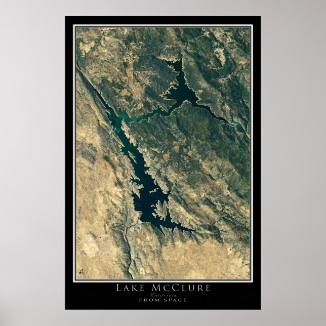 Lake McClure California Satellite Poster Map (Front)