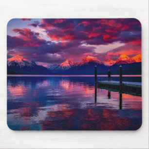 Lake McDonald, Glacier National Park red sky Mouse Pad