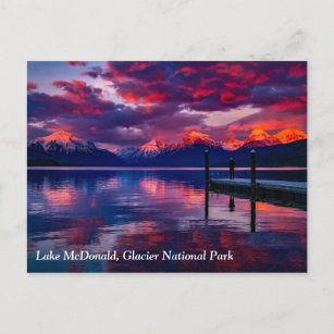Lake McDonald, Glacier National Park red sky Postcard