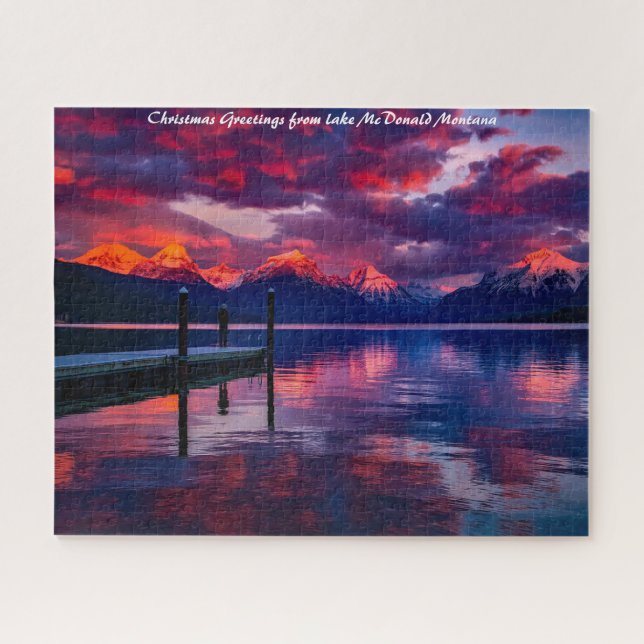 Lake McDonald Glacier Park.Christmas Greetings Jigsaw Puzzle (Horizontal)