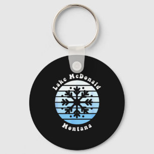 Lake mcdonald montana snowflake christmas winter key ring