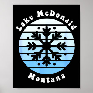Lake mcdonald montana snowflake christmas winter poster