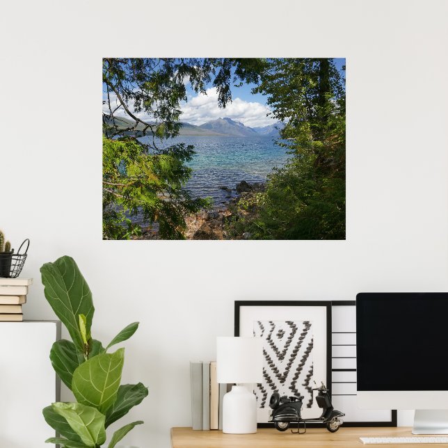 Lake McDonald Through Forest Frame Poster (Home Office)