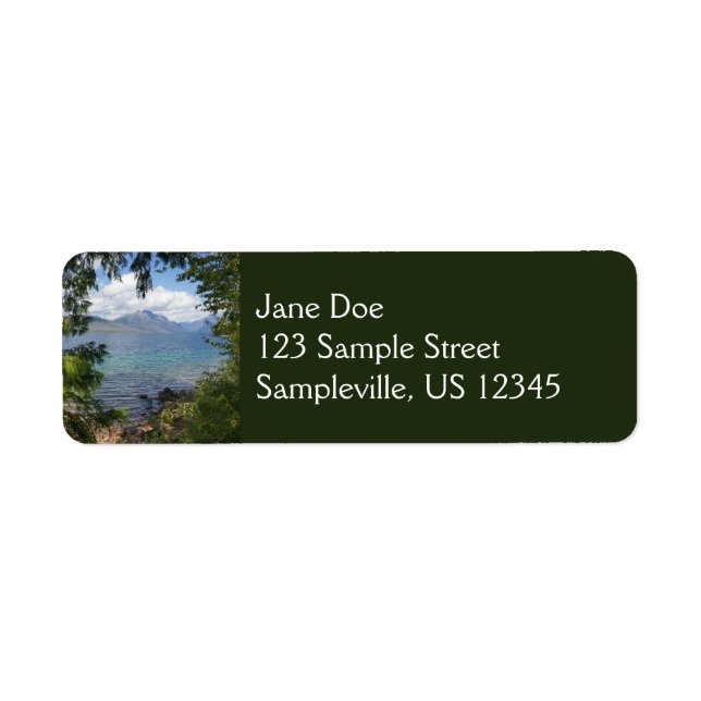 Lake McDonald Through Forest Frame Return Address Label (Front)