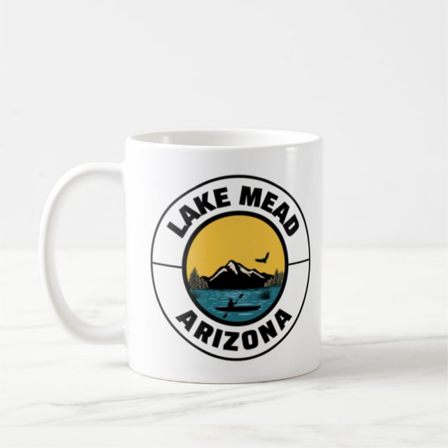 Lake Mead Arizona Mountain Fishing Kayaking Coffee Mug (Left)