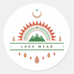 lake mead arizona rainbow moon classic round sticker