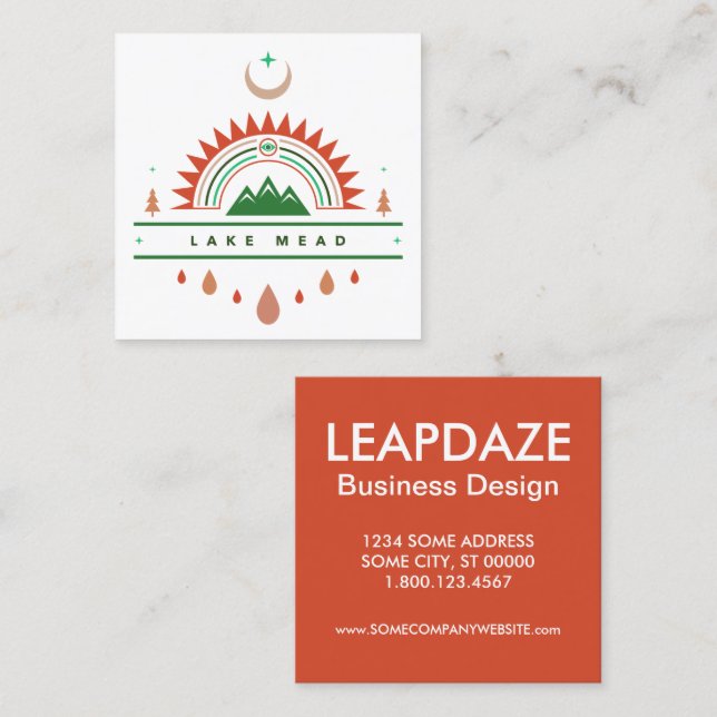 lake mead arizona rainbow moon square business card (Front/Back)