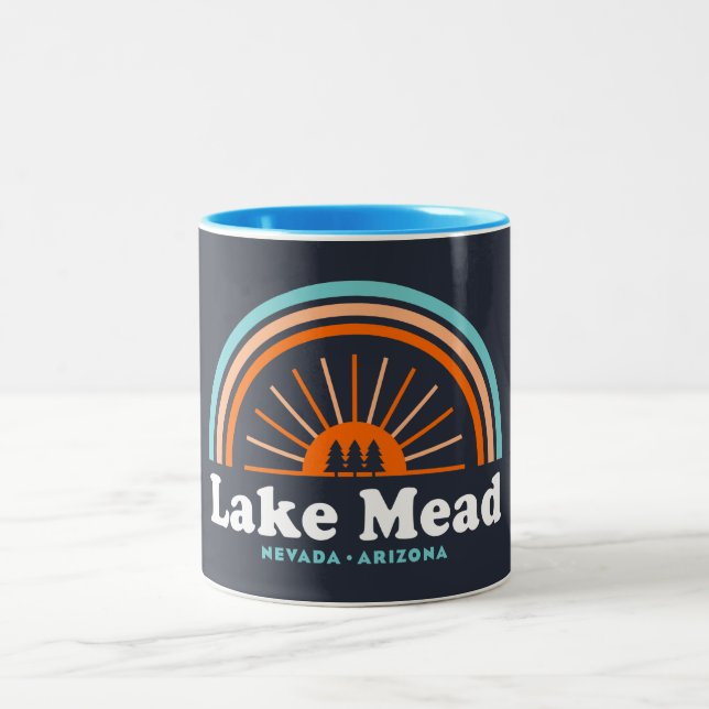 Lake Mead Nevada Arizona Rainbow Two-Tone Coffee Mug (Center)
