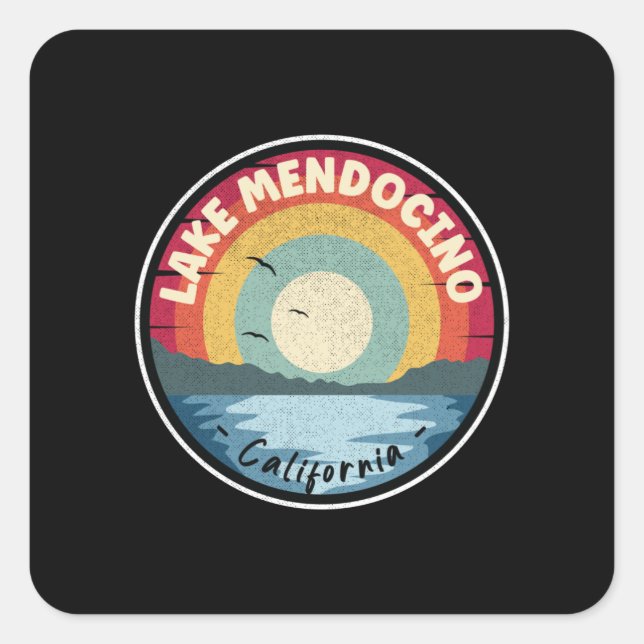 Lake Mendocino California Colourful Scene Square Sticker (Front)