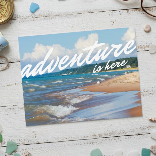 Lake Michigan Adventure Shoreline Postcard (Make every greeting a scenic getaway.)