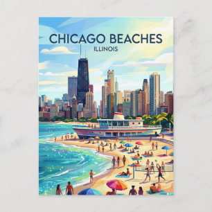 Lake Michigan and Chicago's North Avenue Beach USA Postcard