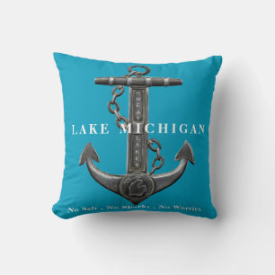Lake Michigan distressed nautical pirate anchor Cushion