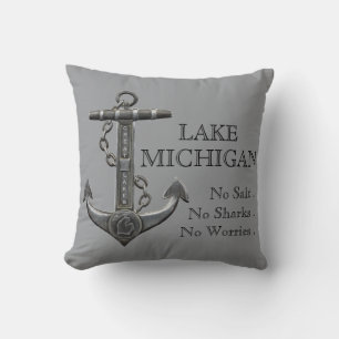 Lake Michigan distressed nautical pirate anchor Cushion