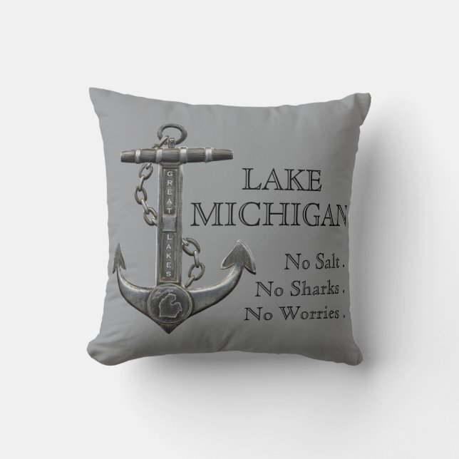 Lake Michigan distressed nautical pirate anchor Cushion (Front)