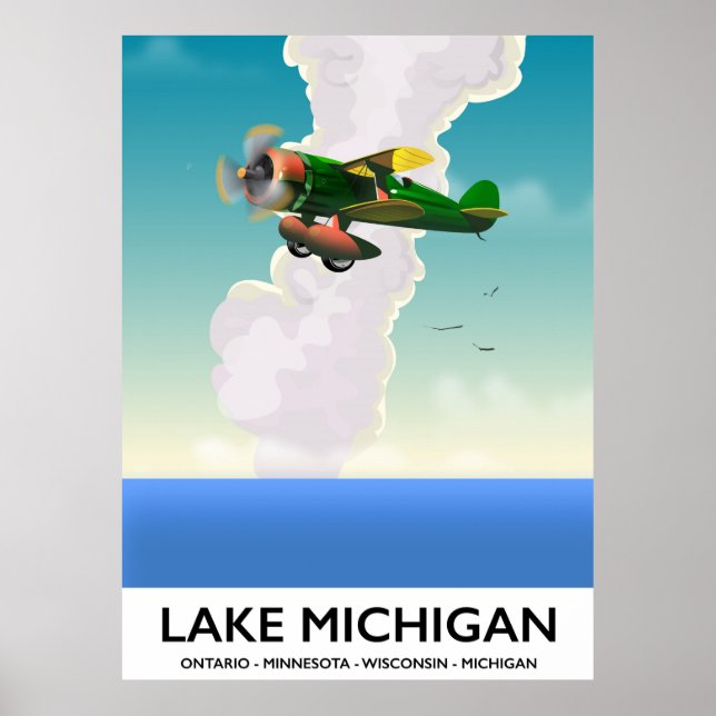 Lake Michigan flight travel poster (Front)