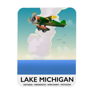 Lake Michigan flight travel poster Magnet