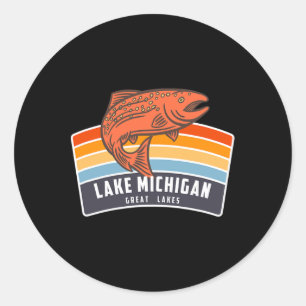 Lake Michigan Great Lakes Salmon Fishing Classic Round Sticker