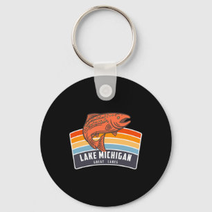 Lake Michigan Great Lakes Salmon Fishing Key Ring