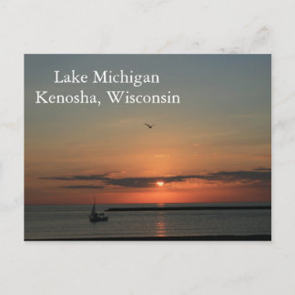 Lake Michigan, Kenosha Wisconsin Postcard