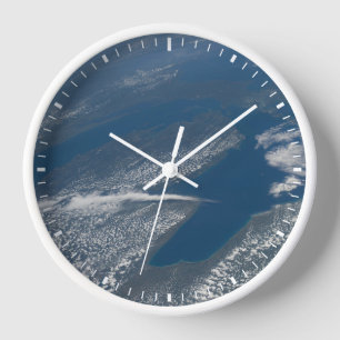 Lake Michigan, Lake Huron And State Of Michigan. Clock