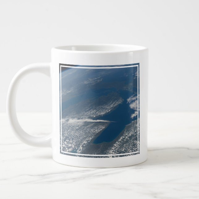 Lake Michigan, Lake Huron And State Of Michigan. Large Coffee Mug (Left)