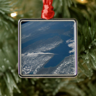 Lake Michigan, Lake Huron And State Of Michigan. Metal Ornament