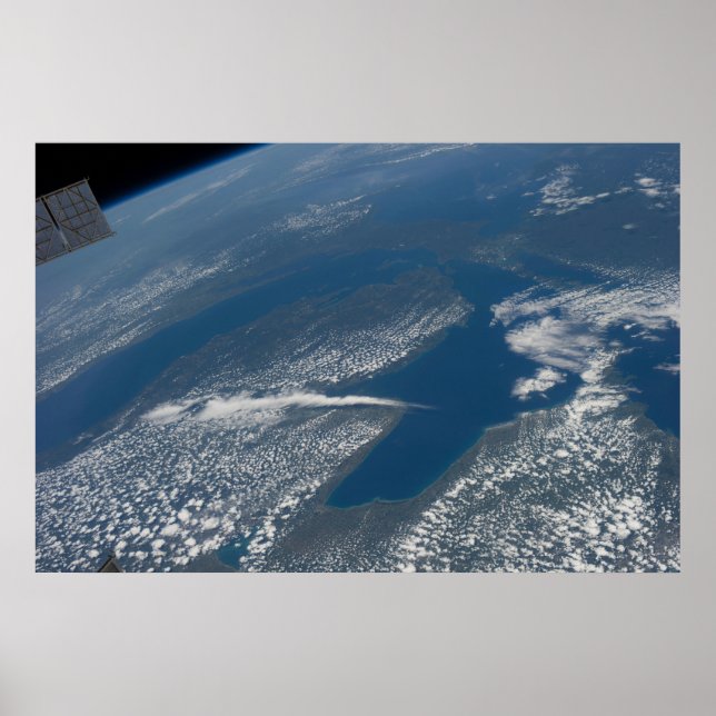 Lake Michigan, Lake Huron And State Of Michigan. Poster (Front)