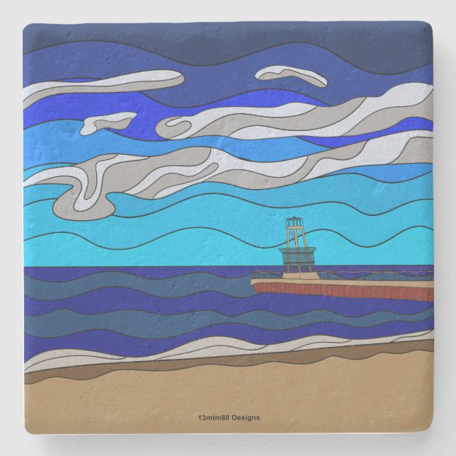 Lake Michigan - Limestone Coaster (Front)
