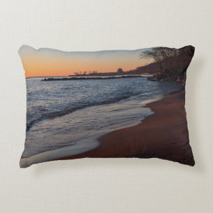 lake michigan north shore milwaukee at daybreak decorative cushion