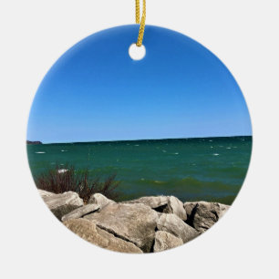 Lake Michigan, Port Washington, WI Ceramic Ornament